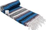 Open Road Goods Bright Blue Mexican Blanket - Authentic Serape Falsa Blanket - Handmade (Acrylic Blend, XL)