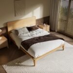 Merax Queen Size Bamboo Platform Bed, Mid-Century Modern Bed Frame with Tall Headboard, Solid Sustainable Bedframe Queen-Size, Wood Slat Support, No Box Spring Needed, Easy Assembly, Natural - Image 3