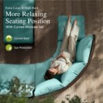 Sophia & William Patio Furniture Set with Fire Pit Table, 8 Piece Half Moon Outdoor Wicker Sectional Sofa Set, Rattan Conversation Set with 56-Inch Fire Pit Table & Ottoman (Aqua Blue) - Image 4