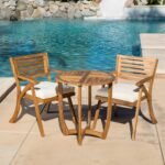 Christopher Knight Home Coronado Acacia Wood Bistro Set, 3-Pcs Set, Teak Finish - Image 2