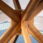 Christopher Knight Home Jordan Outdoor 5 Piece Acacia Wood Dining Set, Teak Finish/Blue - Image 4