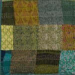 Silk Patchwork Kantha Quilt | Hand-Stitched Vintage Saree Quilt | Reversible Boho Bedspread & Throw | Lightweight Handmade Bedding Décor, (Green, King, 108 x 108 Inches) - Image 5