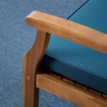 Christopher Knight Home Jordan Outdoor 5 Piece Acacia Wood Dining Set, Teak Finish/Blue - Image 8